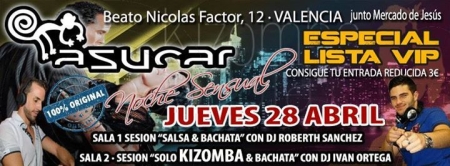Thursday especial VIP List in Asucar Valencia