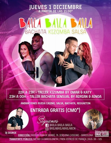 Baila Baila Baila Opening party Bachata, Salsa y Kizomba en Barcelona