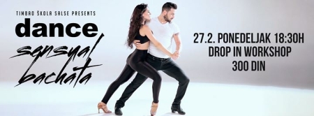 Bachata drop-in radionica / Dance sensual / Ponedeljak 27.2.