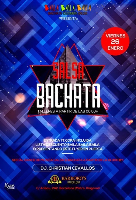 Bachata & Salsa Workshop + Fiesta Viernes 26 ENERO 2018
