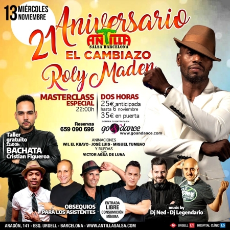 Masterclass with Roly Maden in Antilla Barcelona - Wednesday 13 Nov. 2019