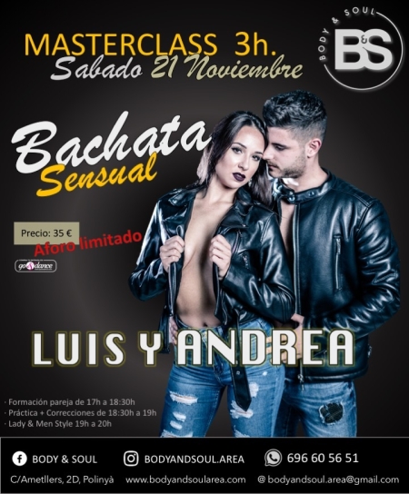 CANCELLED! Sensual Bachata Masterclass with Luis & Andrea - Saturday 21 November