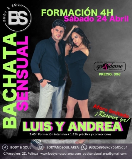 Bachata Sensual Intensive Training Luis & Andrea - Saturday April 24th 2021 