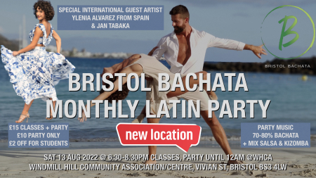 13Aug ★ Bristol Bachata Latin Monthly Classes & Party @WHCA ★ international guest teacher Ylenia