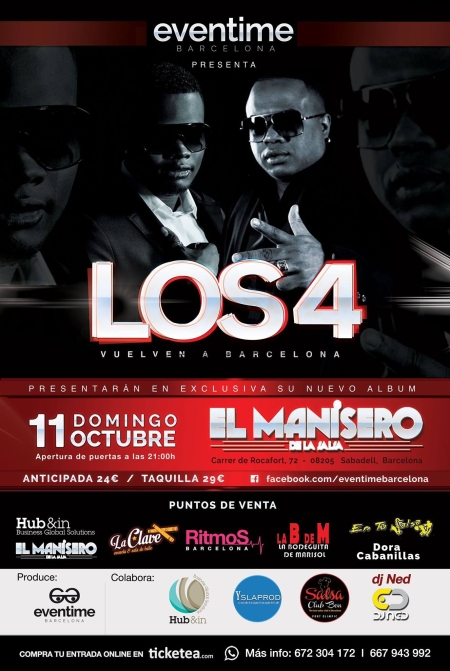 Concierto de LOS 4 en Barcelona - 11 de Octubre 2015